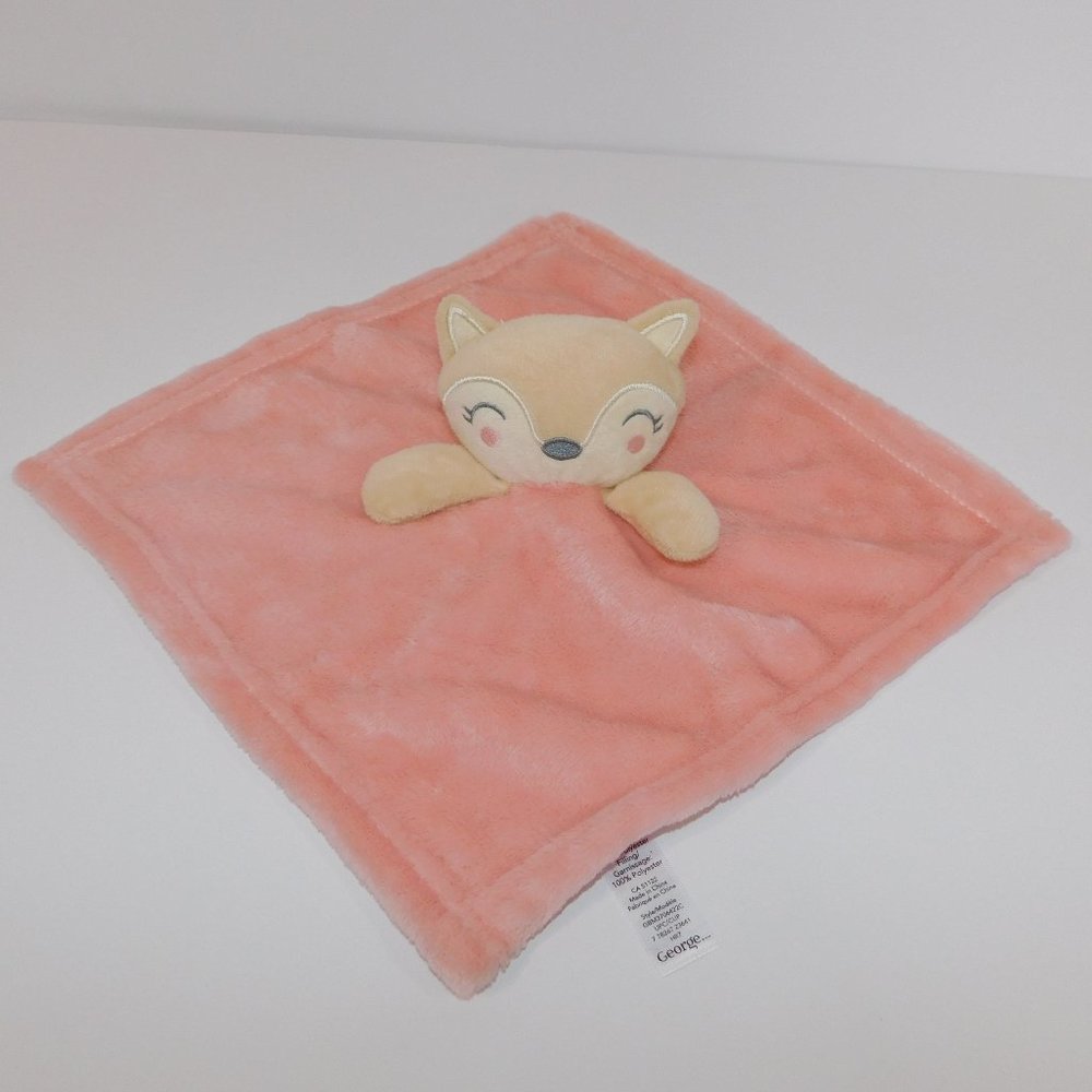 George Tan Pink Plush Fox Security Blanket Baby Lovey nunu Soother